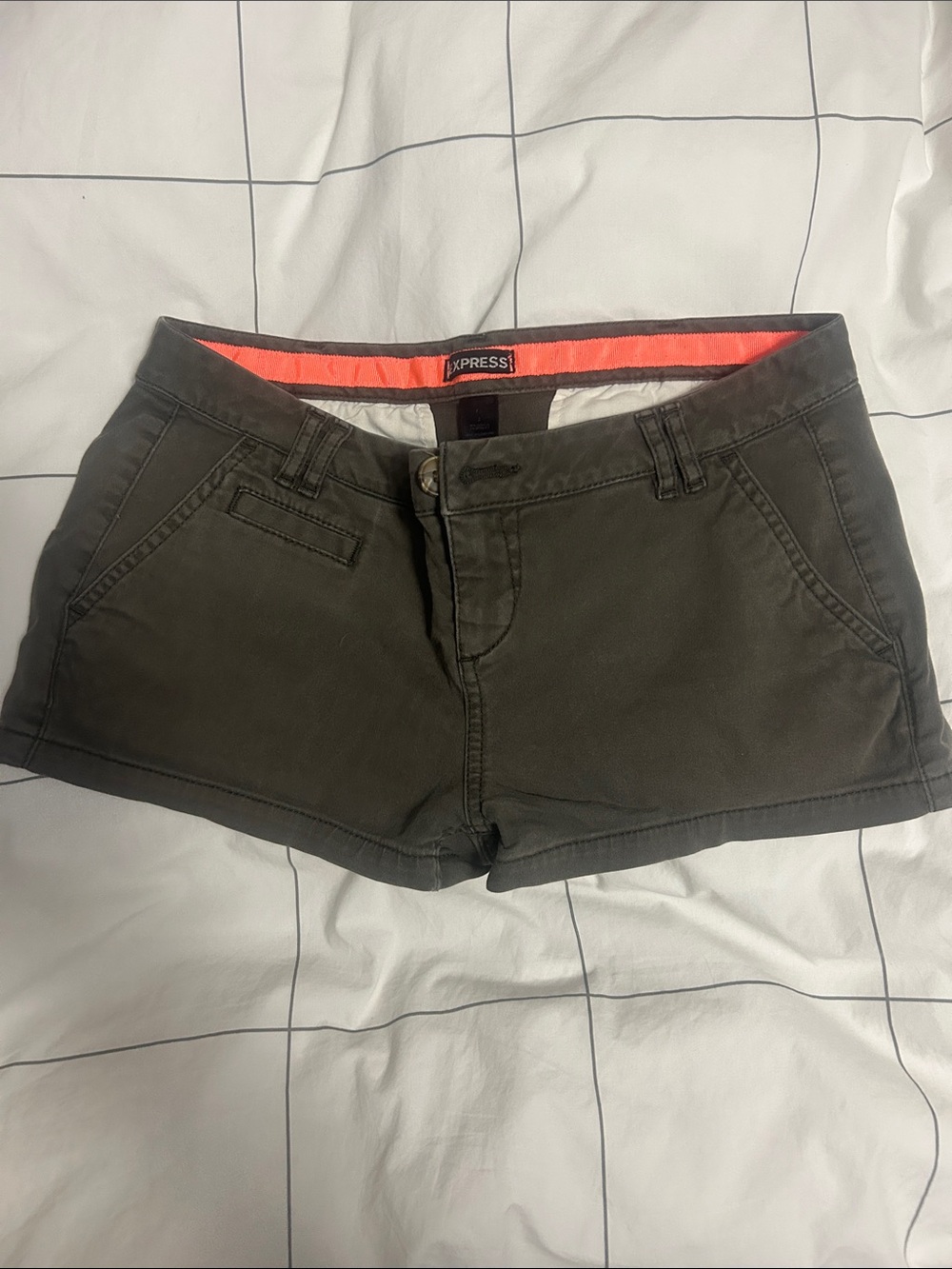 Express Women's Olive Utility Low-Rise Jean Shorts